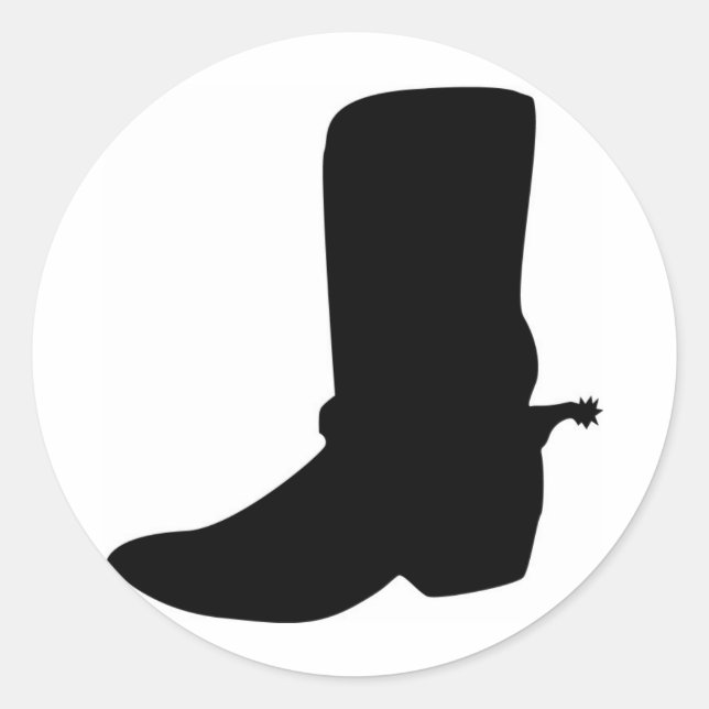 Black Cowboy Boot mit Spurs Runder Aufkleber (Vorderseite)