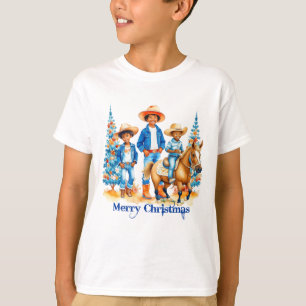 Black Cowboy Cowgirl Kinder mit Horse Merry Christ T-Shirt