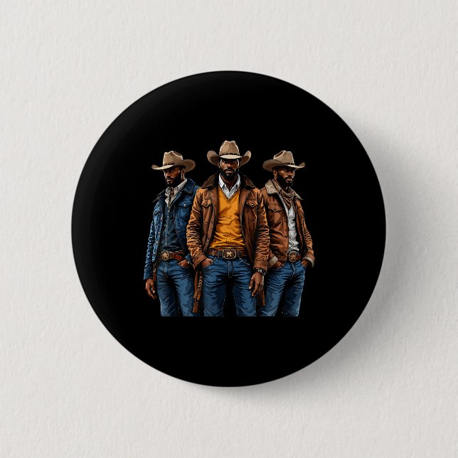 Black Cowboy Melanin American Western Rode Button (Vorderseite)