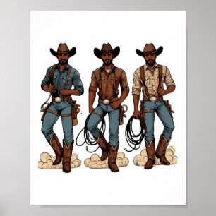 Black Cowboy Western Rodeo Melanin Black History T Poster