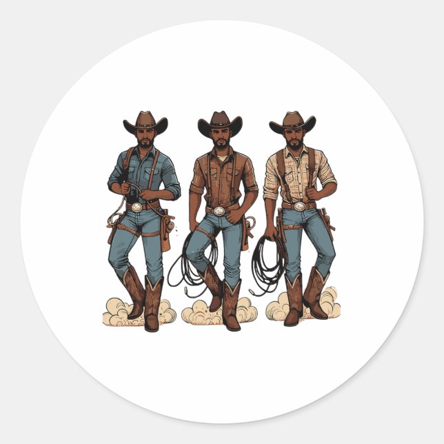 Black Cowboy Western Rodeo Melanin Black History T Runder Aufkleber (Vorderseite)