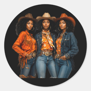 Black Cowgirl Melanin Afroamerikanischer Western R Runder Aufkleber