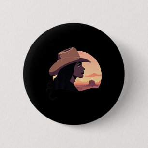 Black Cowgirl Western Rodeo Melanin Black History Button