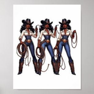 Black Cowgirl Western Rodeo Melanin Black History Poster