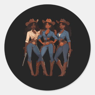 Black Cowgirl Western Rodeo Melanin Black History Runder Aufkleber
