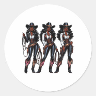Black Cowgirl Western Rodeo Melanin Black History Runder Aufkleber