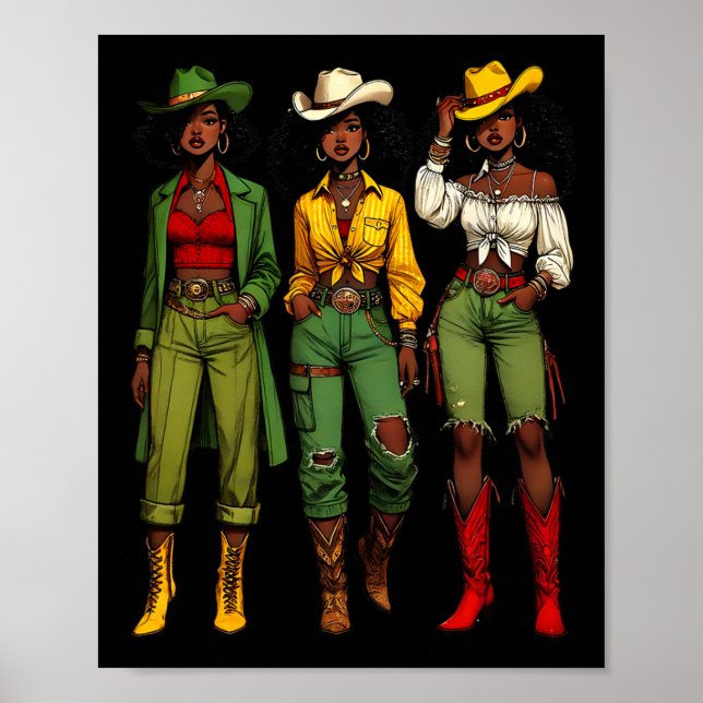 Black Cowgirl Western Rodeo Melanin Juneteenth Bla Poster (Vorne)