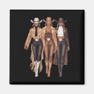 Black Cowgirl Western T-Shirt Rodeo Country Women Magnet