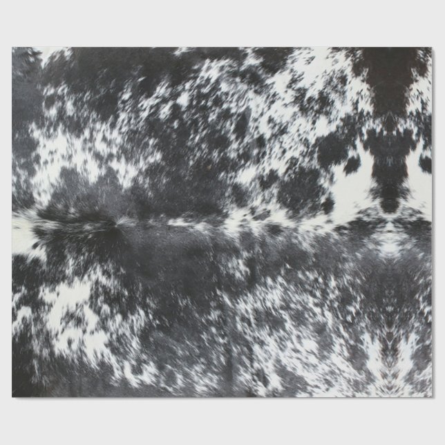 Black Cowhide Print Rustikales Bauernhaus Weihnach Geschenkpapier (Flach)