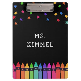 Black Crayons & Stars Curriculum Teacher Klemmbrett