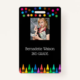 Black Crayons & Stars farbenfrohe Schullehrerin Ausweis