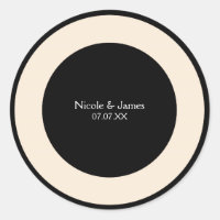Black & Cream Chic Round Wedding Elegante Stickers