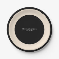 Black & Cream Chic Round Wedding Elegante Teller