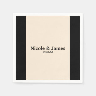 Black & Cream Chic Round Wedding Elegantes Napkins Serviette