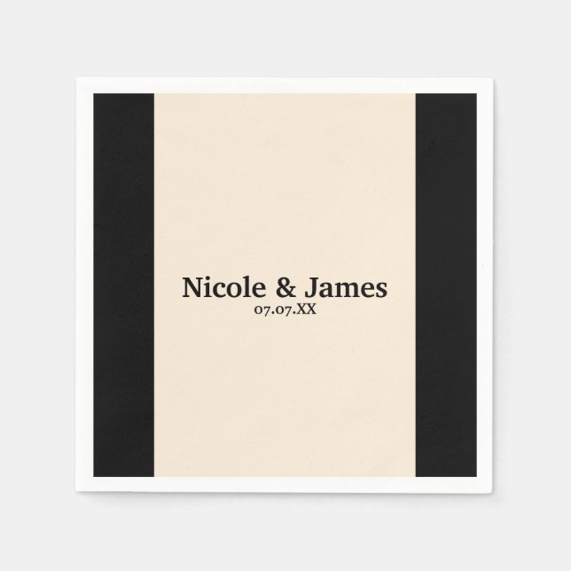 Black & Cream Chic Round Wedding Elegantes Napkins Serviette (Vorderseite)