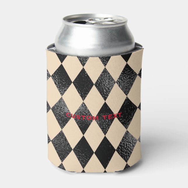 Black & Cream Diamond Muster Whimsical Dosenkühler (Kanne Vorderseite)