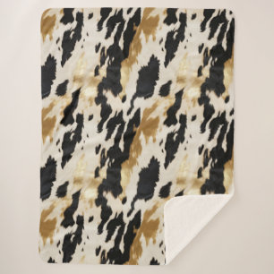 Black Cream Gold Südwest Cowhide Sherpadecke