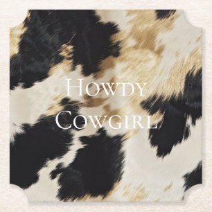 Black Cream Gold Western Cowhide Untersetzer