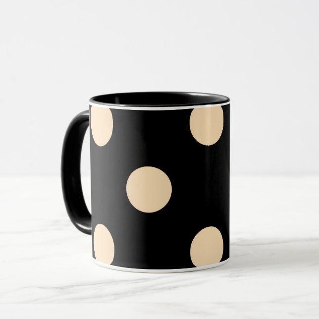 Black Cream Polka Dots Tasse (Vorderseite Links)