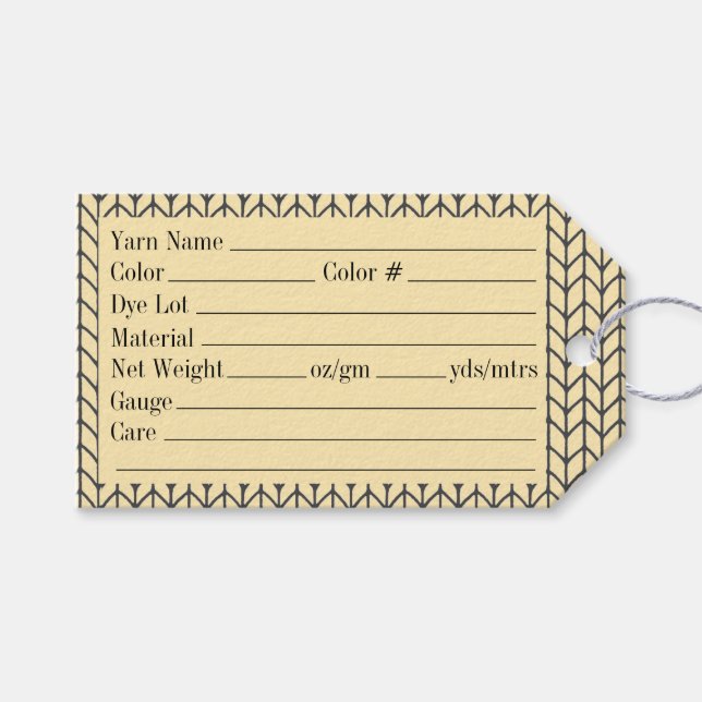 BLACK CREAM STRICK 3.5"x2" Garnmarken Geschenkanhänger (Vorderseite (Horizontal))