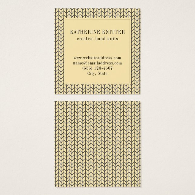 BLACK CREAM STRICK Square Business Card (Vorne & Hinten)
