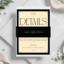 Black Cream Timeless Elegant Monogram Wedding Einladungsbanderole