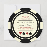 Black Cream Vegas Wedding Save the Date Poker Chip