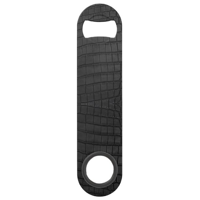 Black Crocodile Leather Print Speed Flaschenöffner (Vorderseite)