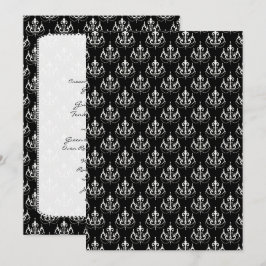 Black Cronier Damask Wedelmenü Menükarte