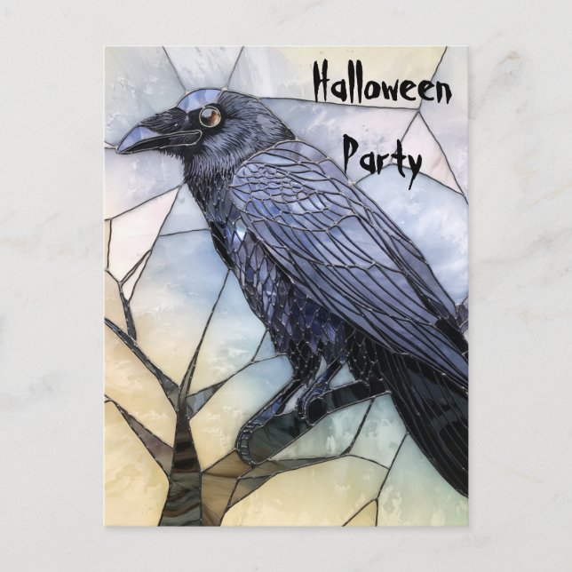 Black Crow Beängstigend Gothic Abstrakt Halloween Postkarte (Vorderseite)