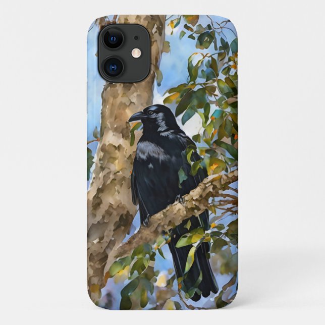 Black Crow Bird Art Phone Case (Rückseite)