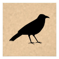 Black Crow Bird auf einem Parchment-Muster.