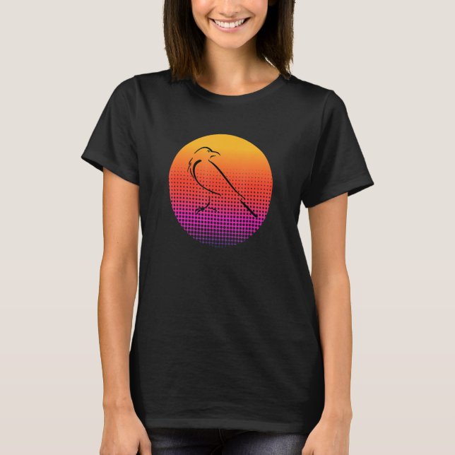 Black Crow Bird Silhouette at Sunset Wildlife Natu T-Shirt (Vorderseite)