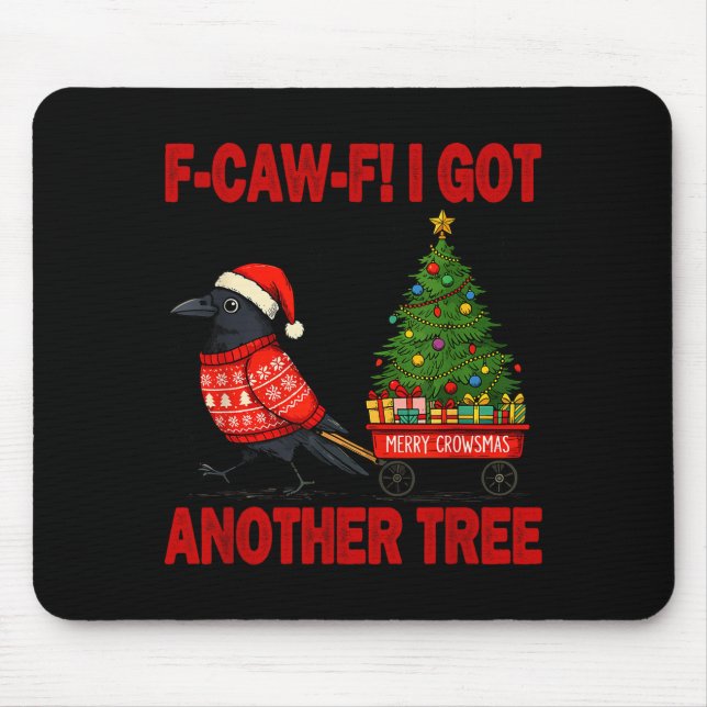 Black Crow F-caw-f Funny Bird Merry Crowstmas Adul Mousepad (Vorne)
