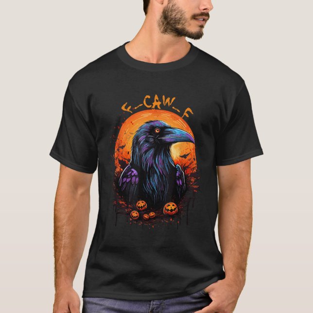 Black Crow, F-caw-f Funny Black Bird Moon Gothic A T-Shirt (Vorderseite)
