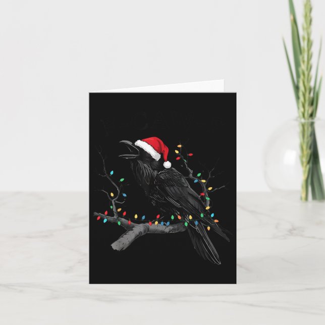 Black Crow, F-caw-f Funny Christmas Raven Santa Ha Karte (Vorderseite)