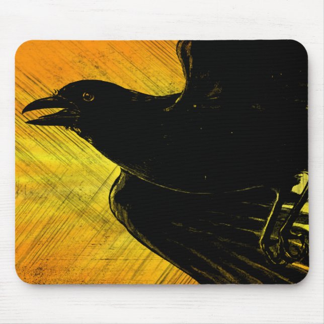 Black Crow Grunge Maus Pad Mousepad (Vorne)