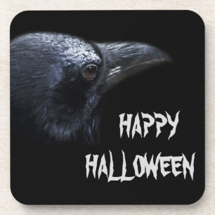 Black Crow Halloween Hard-Kunststoff-Untersetzer Getränkeuntersetzer