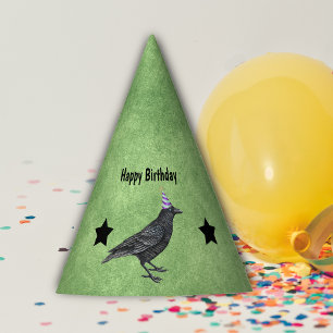 Black Crow Lila Birthday Party Hat grüne Stars Partyhütchen