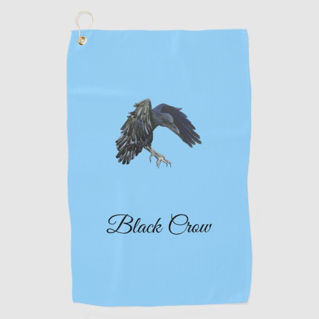Black Crow Master of Time Personalisiert Sky Blue Golfhandtuch (Vorderseite)