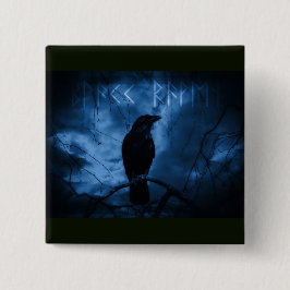 Black Crow mit Runen Dark Goth Style Button