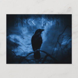 Black Crow mit Runen Dark Goth Style Feiertagspostkarte