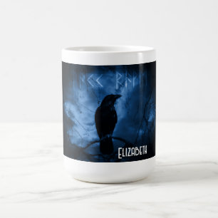 Black Crow mit Runen Dark Goth Style Kaffeetasse