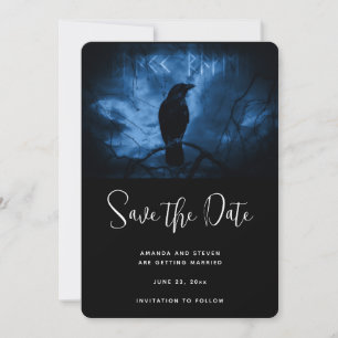 Black Crow mit Runen Dark Goth Style Save The Date