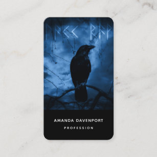 Black Crow mit Runen Dark Goth Style Visitenkarte