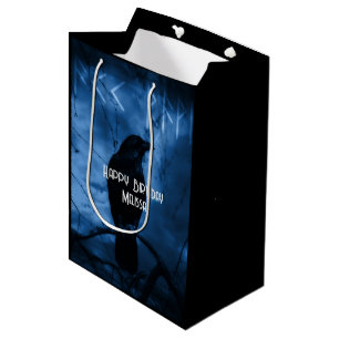 Black Crow mit Runes Dark Goth Style Geburtstag Mittlere Geschenktüte