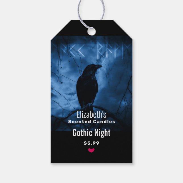 Black Crow mit Runes Dark Goth Style Shop Geschenkanhänger (Vorderseite)