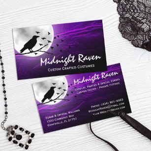 Black Crow Raven Silhouette auf Moon Edgy Gothic Visitenkarte