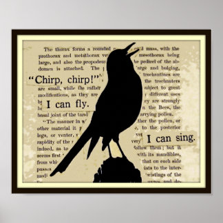 Black Crow~Sing Fly Chirp Vintages Buchposter Poster