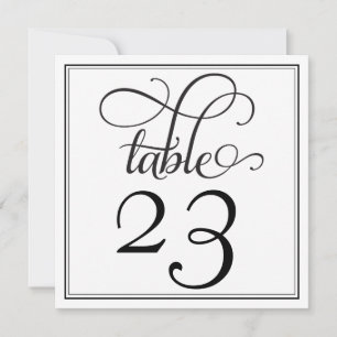 Black Curly Script-Tischnummer Einladung